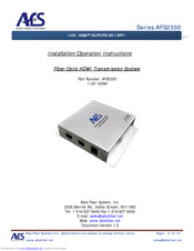 Alfa Fiber System, Inc. Series AFS2300 Installation & Operation Instructions