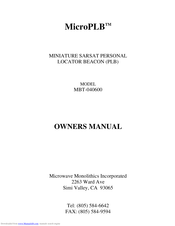 Microwave Monolithics Incorporated MicroPLB MBT-040600 Owner's Manual
