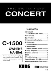 Korg Concert C-1500 Owner's Manual