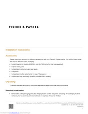 Fisher WH7560P Installation Instructions Manual