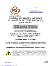 PSG PF09010 Installation And Operating Instructions Manual