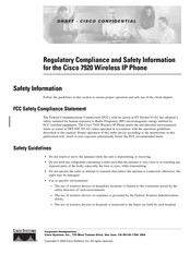 Cisco 7920 - Unified Wireless IP Phone VoIP Regulatory Compliance And Safety Information Manual