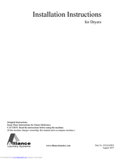 Alliance Laundry Systems ADEE9BGS433XW34 Installation Instructions Manual