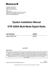 Honeywell KTR 2280A Installation Manual
