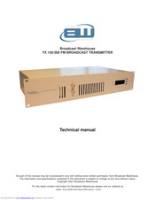 Broadcast Warehouse TX 150/300 Technical Manual