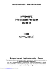 New World NW801FZ Installation And User Instructions Manual