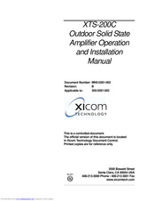 Xicom XTS-200C Operation And Installation Manual