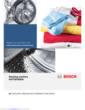 Bosch WAT28780SA Instruction Manual And Installation Instructions