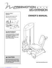 Freemotion EPIC F801.0 Owner's Manual