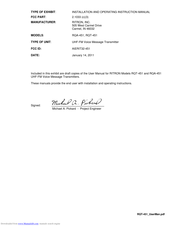 Ritron Quick Talk RQA-451 Owner's Manual