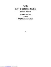 Xact ReGo XTR-5 Owner's Manual