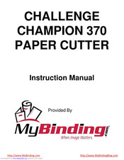 Challenge CHAMPION 370 XG Operator's Manual