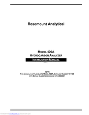 Emerson Rosemount Analytical 400A Instruction Manual