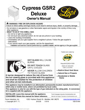 Lopi Cypress GSR2 Deluxe Owner's Manual