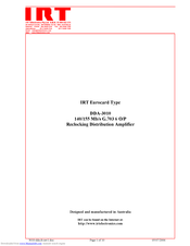 IRT DDA-3010 Instruction Manual