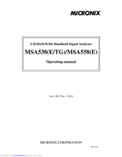 Micronix MSA558E Operating Manual