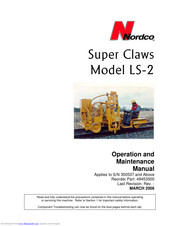 Nordco Super Claws LS-2 Operation And Maintenance Manual