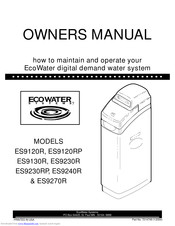 EcoWater ES9270R Owner's Manual