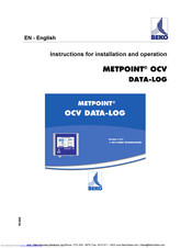 Beko METPOINT OCV Instructions For Installation And Operation Manual