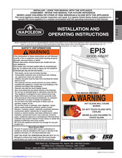 Napoleon EPI3 Installation And Operating Instructions Manual