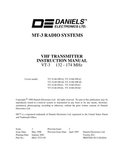 Daniels VT-3/140-SWA2 Instruction Manual