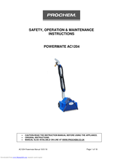 Prochem POWERMATE AC1204 Operation & Maintenance Instructions Manual