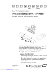 Endress+Hauser Proline Prosonic Flow 93T Portable Operating Instructions Manual