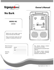 Ergo Systems No Bark Owner's Manual