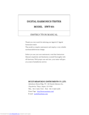 Multi Measuring Instruments HWT-301 Instruction Manual