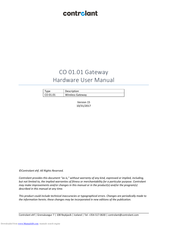 Controlant CO 01.01 Hardware User Manual