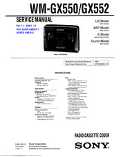 Sony Walkman WM-GX552 Service Manual