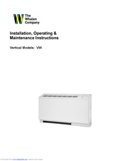 Whalen VW series Installation, Operating,  & Maintenance Instructions