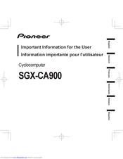 Pioneer SGX-CA900 Important Information For The User