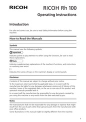 Ricoh Rh 100 Operating Instructions Manual