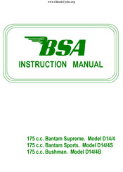 Bsa Bantam Supreme D14/4 Instruction Manual