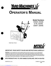 Yard Machines E662H Operator's Manual