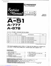 Pioneer A-777/HEWZ Service Manual