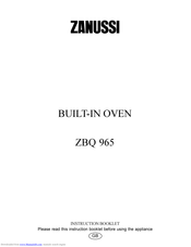 Zanussi ZBQ 965 Instruction Booklet
