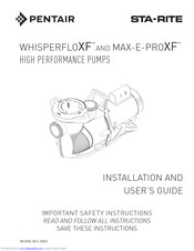 Pentair Max-E-ProXF Installation And User Manual