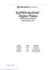 Barnstead SUPER-NUOVA HP133424 Operation Manual And Parts List