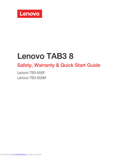 Lenovo TB3-850F, TB3-850M Safety, Warranty & Quick Start Manual