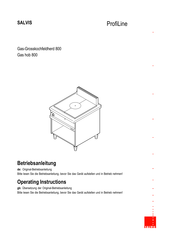 Salvis ProfiLine Gas hob 800 Operating Instructions Manual