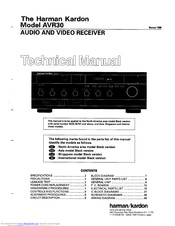 Harman Kardon AVR 30 Technical Manual