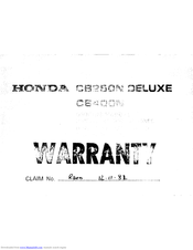 Honda CB400N Owner's Manual