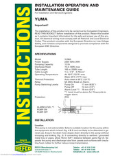 Refco YUMA Installation, Operation And Maintenance Manual