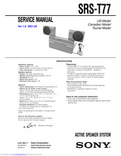 Sony SRS-T77 - Travel Speakers With Worldwide Voltage AC Adaptor Service Manual