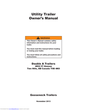 Double A Trailers Gooseneck Series Owner's Manual