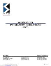 SVS 12HSE LIFT Installation Instructions Manual