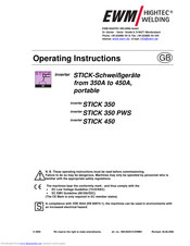 EWM STICK 350 PWS Operating Instructions Manual
