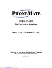 PHONEMATE PM5800 Installation And Operation Manual